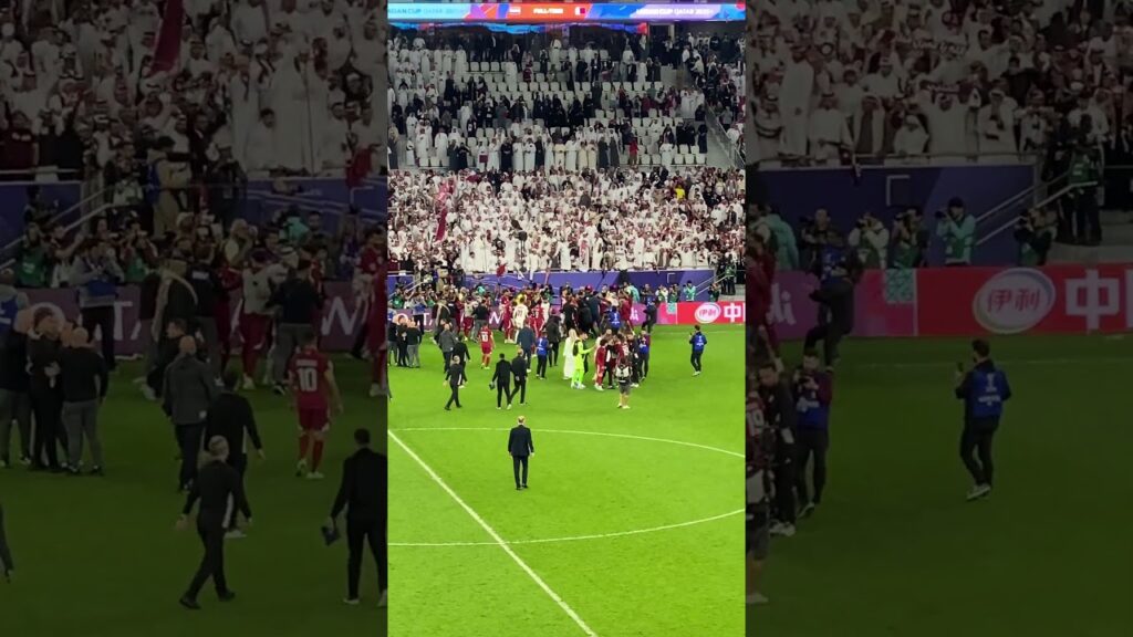 Pushing and pulling between players in Qatar 3-2 Iran 2023 Asian Cup in Qatar Semifinal Al Thumama