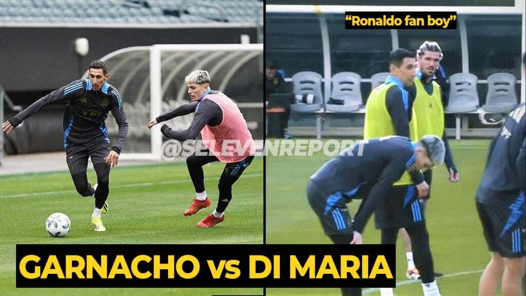 Di Maria reaction when facing Garnacho during Argentina training | Manchester United News