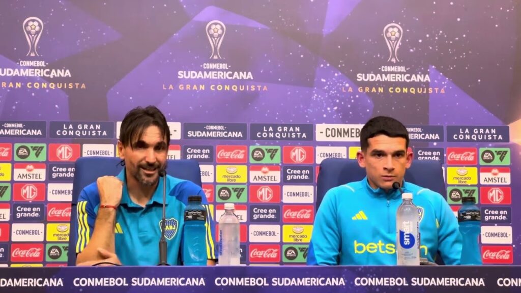 Conferencia Diego Martínez  y Lautaro Blanco, Boca 1 - 0 Sp Trinidense Copa Sudamericana 2024
