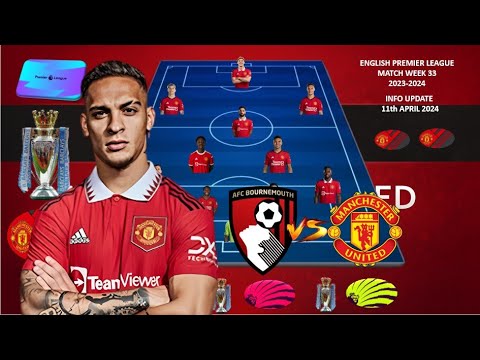 BOURNEMOUTH VS MANCHESTER UNITED ~ Top Alternative Line Up MAN UNITED With ANTONY Week 33 EPL 23/24