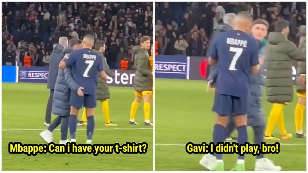 Kylian Mbappé asked for Gavi's shirt after Barcelona's 3-2 win over PSG ❤👏