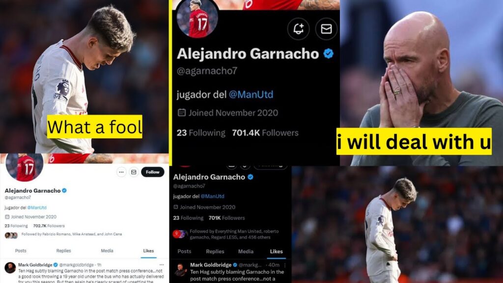 Alejandro Garnacho risks wrath of Erik ten Hag with social media activity following half-time axing