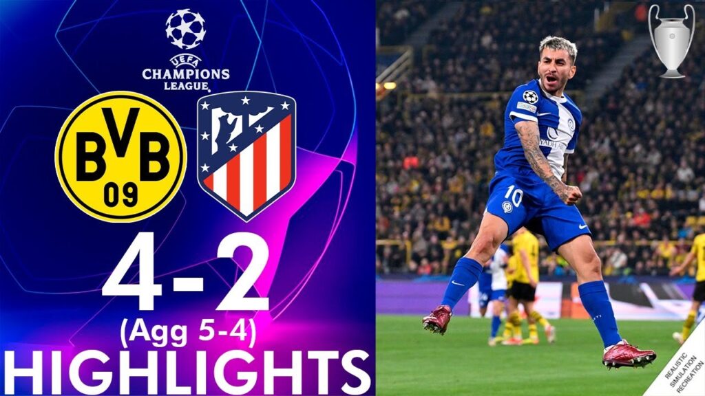 Ángel Correa Hoy | Dortmund vs Atlético Madrid 4-2 Resumen Goles | Liga de Campeones de la UEFA