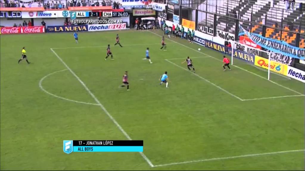Gol de López. All Boys 2 - Chacarita 1. Fecha 18. B Nacional 2015. FPT