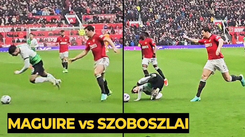 Maguire reaction when Szoboszlai tried to did another diving in the game | Manchester United News