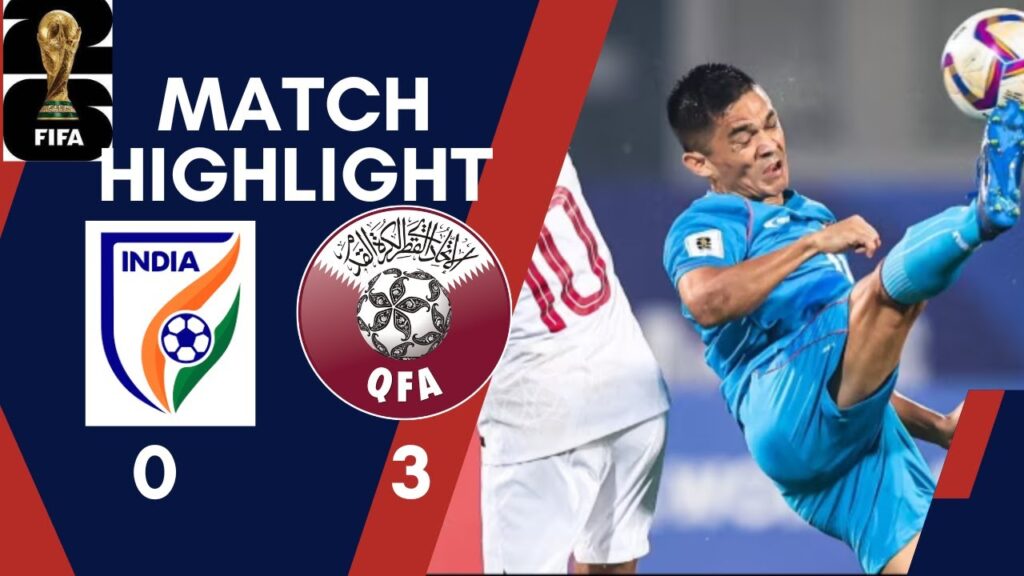 India  0 vs 3 Qatar || Highlights All Goals 2023 HD|| 2026 fifa world cup qualifier match