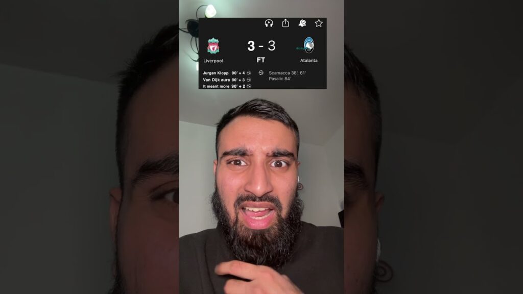 Liverpool 3-3 Atalanta Full time reaction highlights. #liverpool #atalanta #scamacca #pasalic