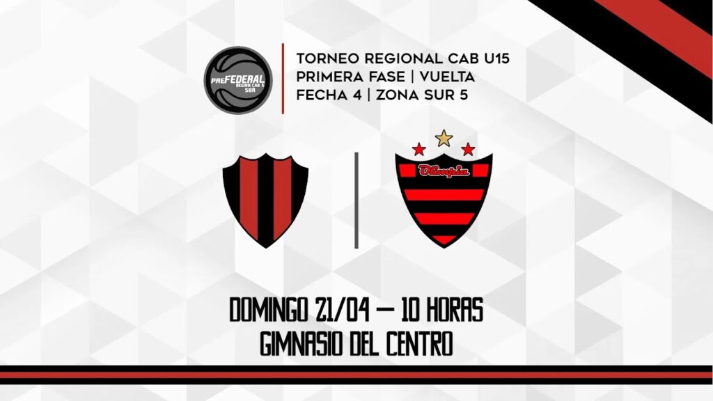 #BásquetMenor TORNEO REGIONAL CAB U15 | 1° FASE |  F6 | ZS5: CARCARAÑÁ U15 VS. OLIMPIA U15 (VT).
