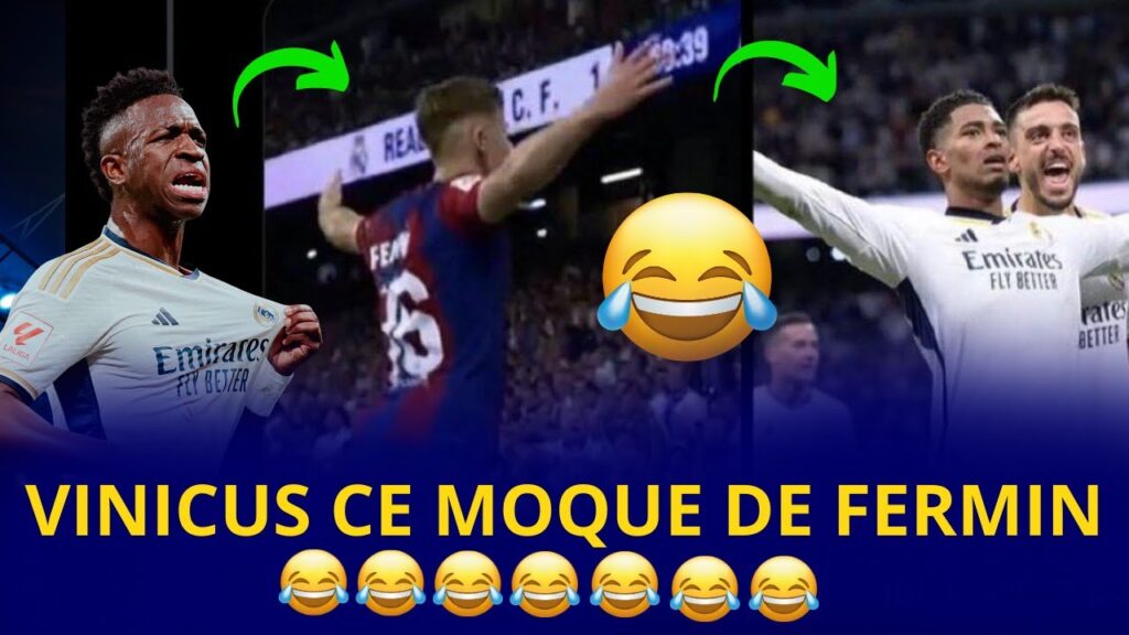Vinicius rit d’un tweet qui se moque de la célébration de Fermin #laliga #xavi   #realmadrid