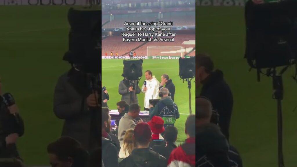 Arsenal fans sing "Granit Xhaka he's top of your league" to Kane #bayernmunich #arsenal #ucl