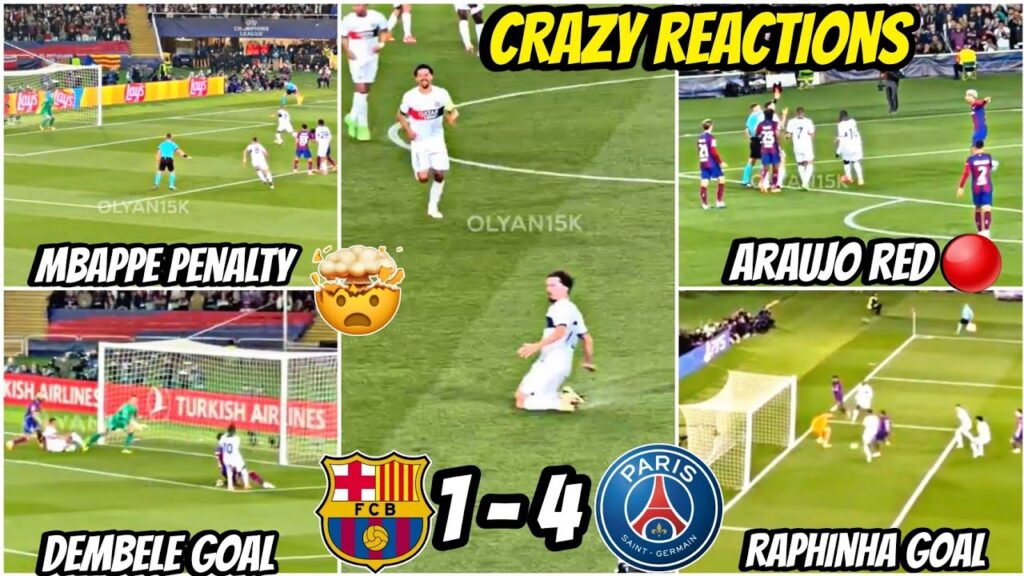 🤯CRAZY Reactions PSG made a huge comeback vs Barcelona | Mbappe, Vitinha, Raphinha, Dembele goals