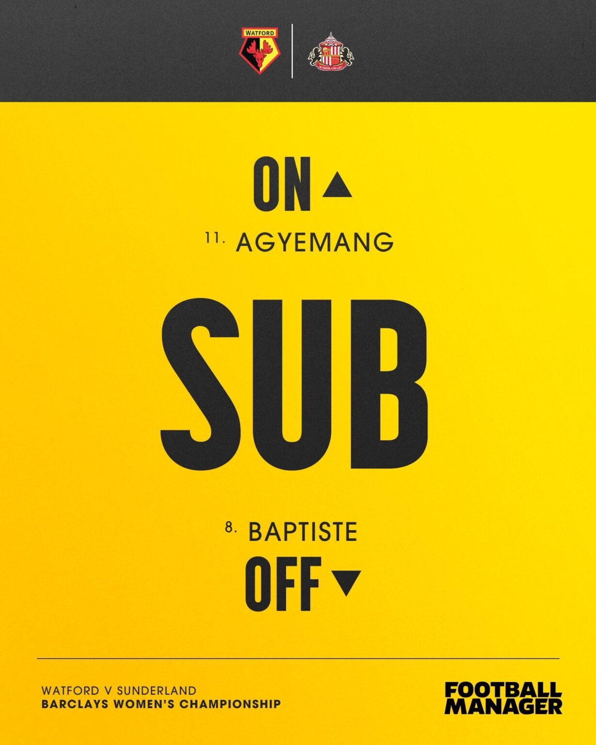 In other good news Michelle Agyemang made her return, coming on as a substitute for Watford