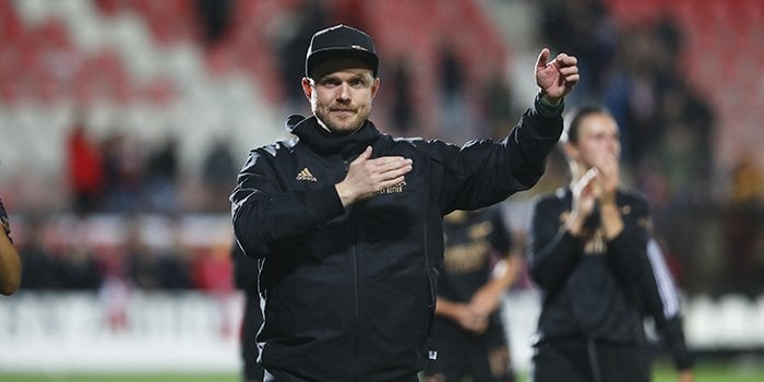 Jonas Eidevall reacts to 1-0 Conti Cup Final victory over Chelsea