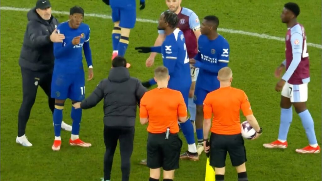 Noni Madueke angry on Referee after Axel Disasi Goal disallowed due to  Badiashile push Carlos foul