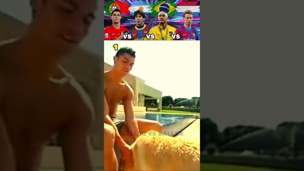 Ronaldo VS Messi VS Neymar VS Frenkie De Jong Playing With Dogs