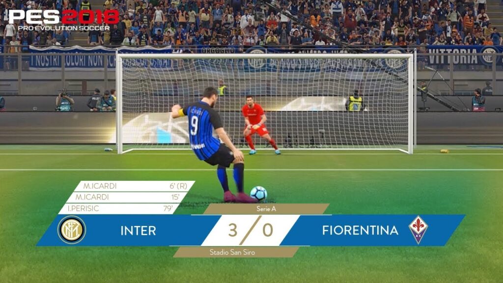 Inter-Fiorentina 3-0 | Mauro Icardi and Ivan Perisic | PES 2018 🎮⚫️🔵