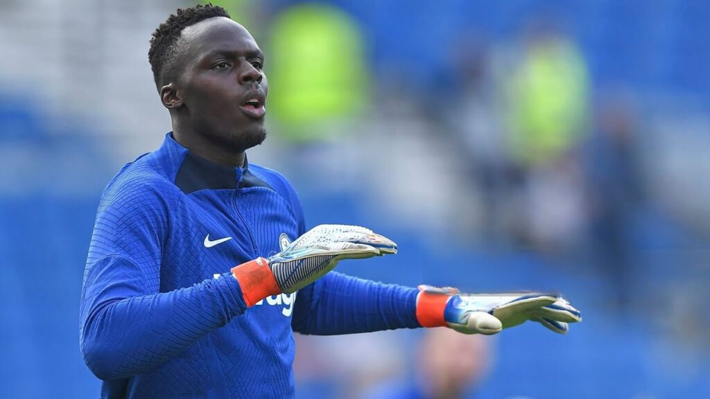 Edouard Mendy warming up before the match