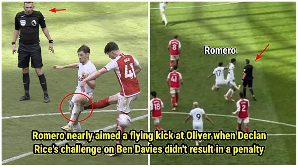 Romero nearly aimed a flying kick at Oliver as Rice's challenge on Davies didn't result in a penalty