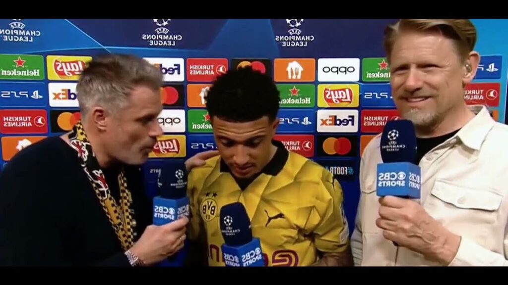 Jadon Sancho post-game Show With Del Piero, Henry, Carragher & Schmeichel 😂 | Dortmund vs PSG #ucl