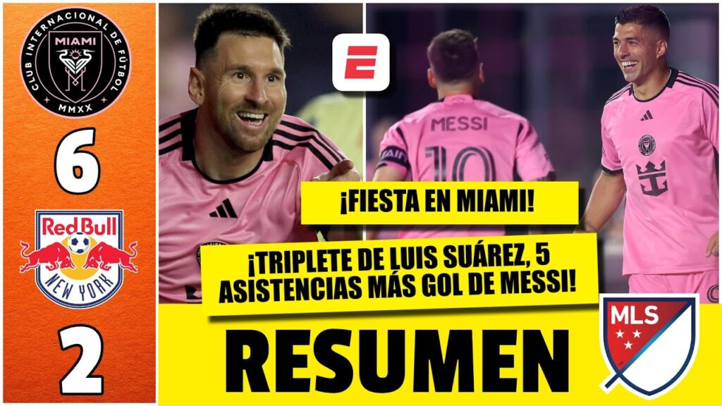 LUIS SUÁREZ con HAT-TRICK, cinco asistencias y gol de MESSI e INTER MIAMI goleó a NY Red Bulls | MLS