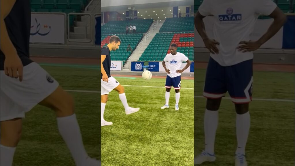 Nuno Mendes reacts on my tricks 🤯🤩⚽️ #football #mendes #psg #patrickbfree #shorts #youtube