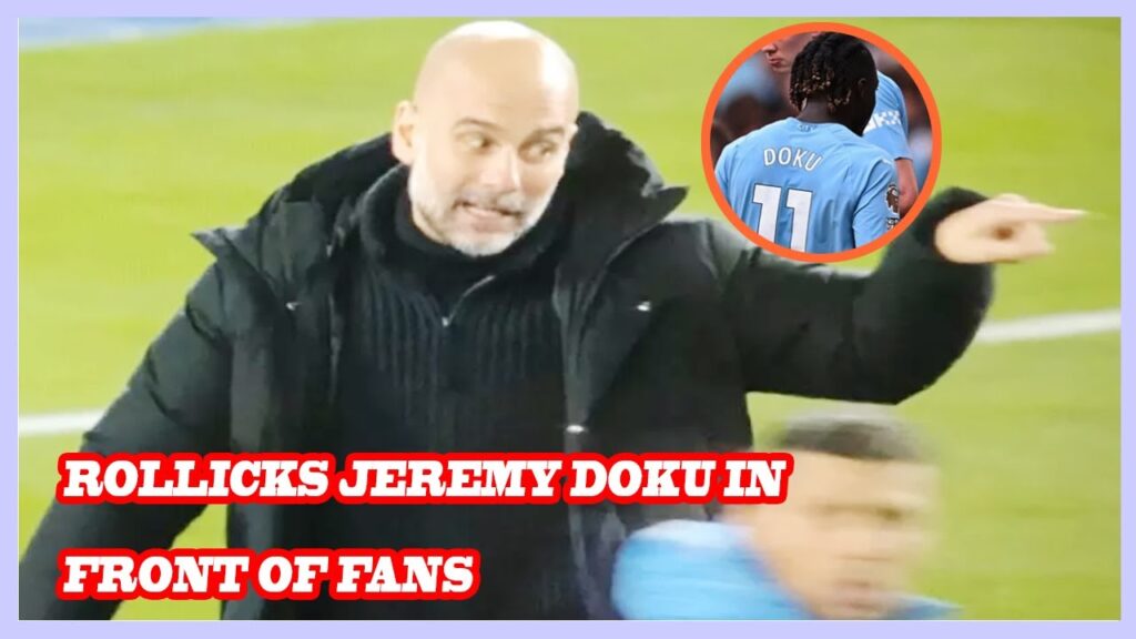 Pep Guardiola rollicks Jeremy Doku in front of fans after Man City thrash Brighton