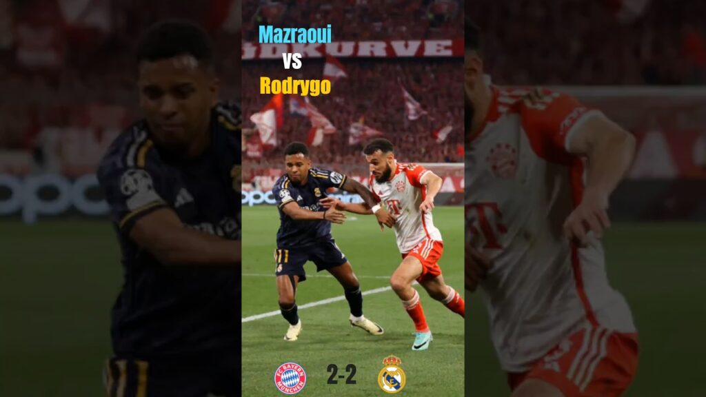 📽️ Rodrygo vs  Noussair Mazraoui 👏👏👏 || Real Madrid vs Bayern Munchen  #shorts #bayern #rmc
