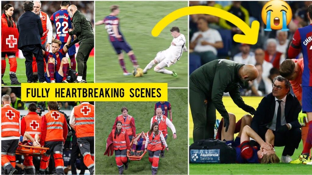 🙆😭 FRENKIE DE JONG injury and stretchered off the pitch with tears vs Real Madrid