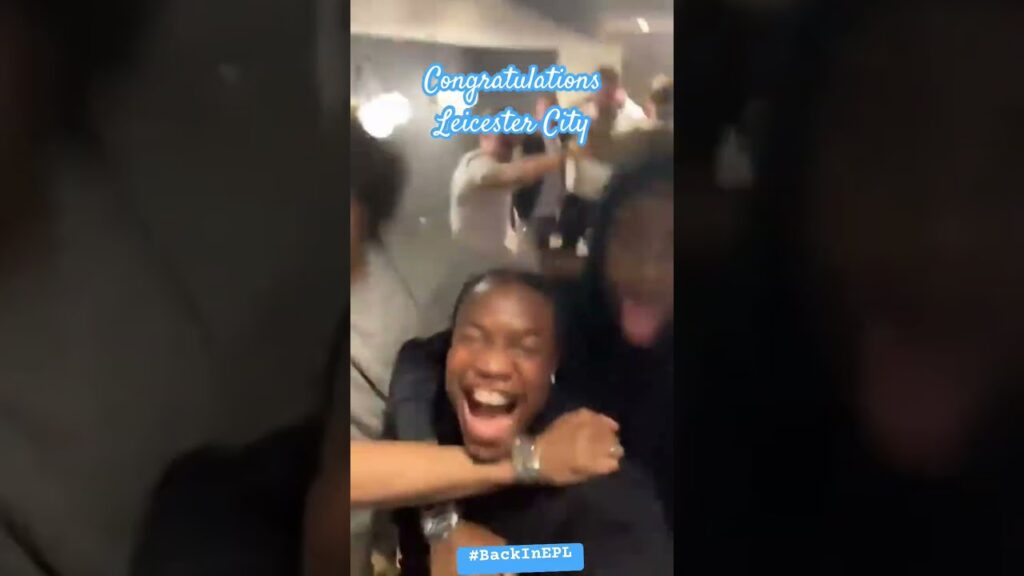 Leicester City players Jubilation after qualifying to EPL today - Fatawu Issahaku with the phone😍🔥