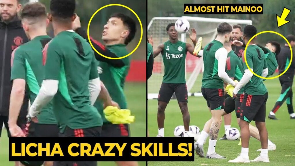 NO JOKE! Lisandro Martinez kick almost hit Mainoo head during training ahead Arsenal | Man Utd News