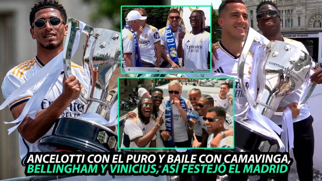 ANCELOTTI con las GAFAS y el PURO Y BAILE con CAMAVINGA, VINICIUS DESATADO, Así CELEBRÓ el MADRID