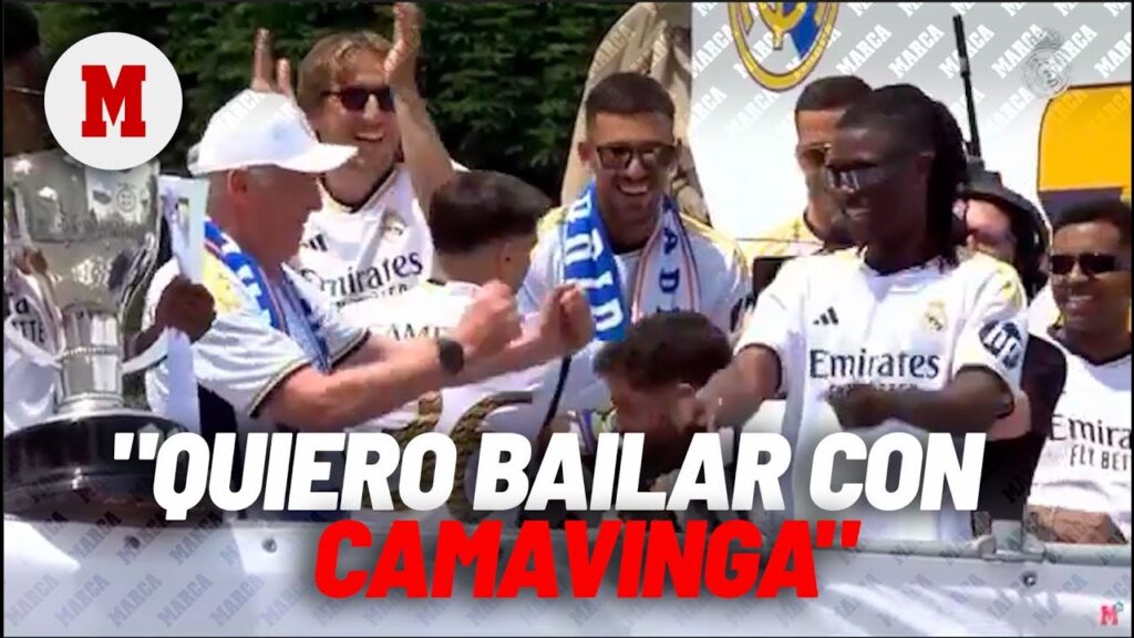 La petición de Ancelotti en Cibeles: "Quiero bailar con Camavinga" I MARCA