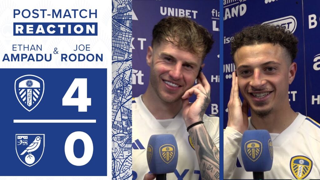 “Can you shout?” 😂 | Ethan Ampadu and Joe Rodon | Leeds United 4-0 Norwich City (Agg: 4-0)