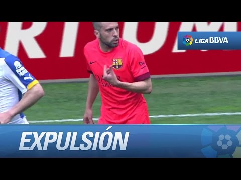 Expulsión de Jordi Alba por protestar a Mateu Lahoz