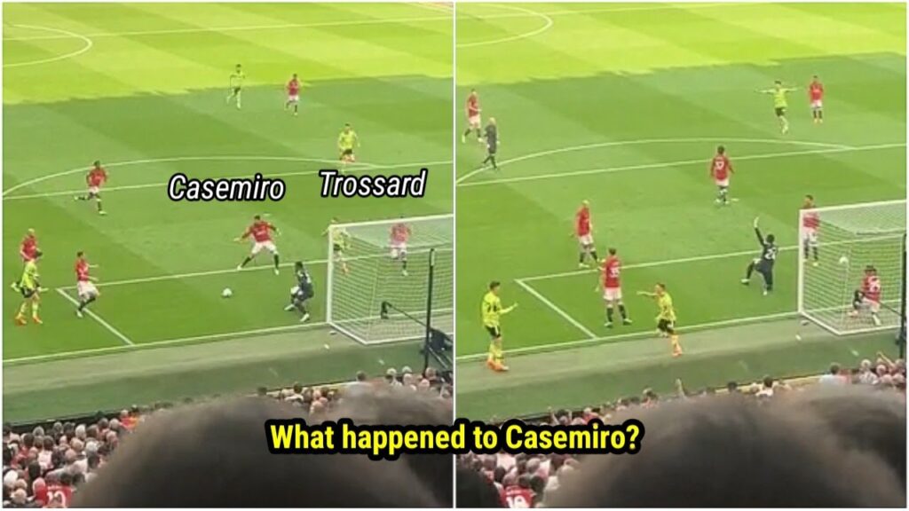 Casemiro just watched when Kai Havertz passed to Leandro Trossard 🤦‍♂️