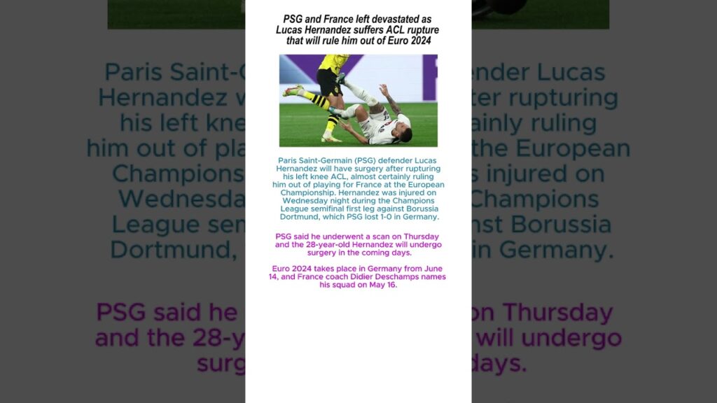 Lucas Hernandez set to miss Euro 2024 #football #footballshorts #psg #euro #2024 #news #soccer