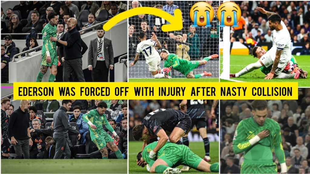 Ederson was forced off with injury after nasty collision with Cristian Romero in Man City v Tottenha