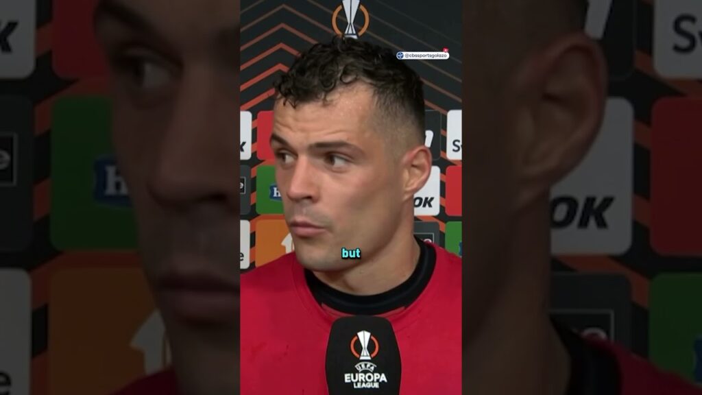 Granit Xhaka after Bayer Leverkusen complete ANOTHER late comeback in the #UEL semifinal 😎