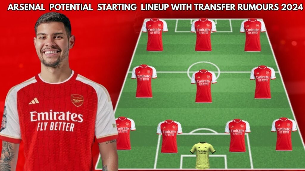 ARSENAL POTENTIAL STARTING LINEUP WITH ALL TRANSFERS SUMMER 2024 FT BRUNO GUIMARÃES