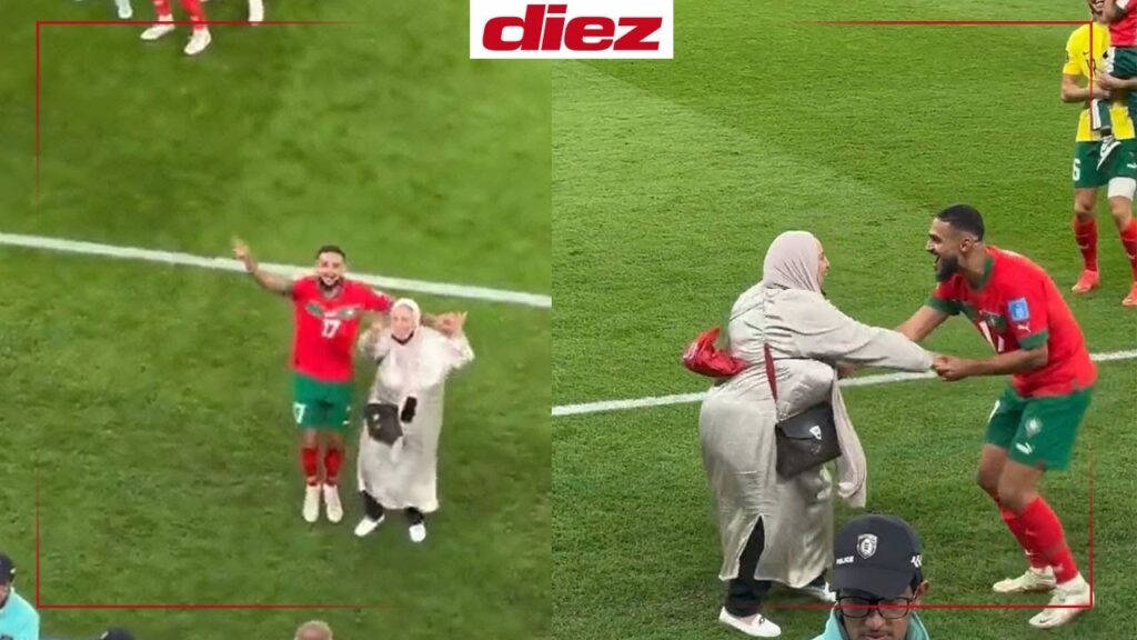 Sofiane Boufal bailando con su mamá tras histórica clasificación de Marruecos a semis en el mundial