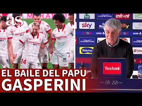 Le preguntan a GASPERINI por el baile del PAPU GÓMEZ tras su primer gol con el SEVILLA | AS