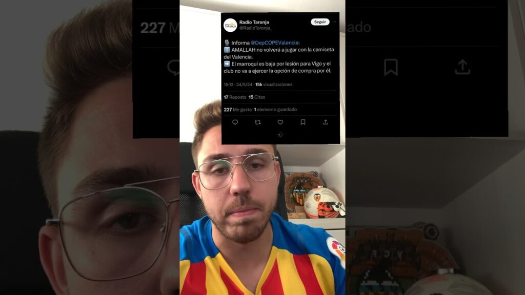 AMALLAH NO JUGARÁ CON EL VALENCIA MAS  ⚽️|#futbol #valenciacf #fcbarcelona #realmadrid #futbolshorts