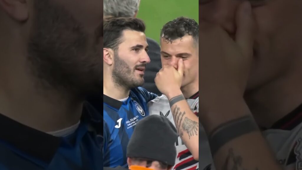 What were former Arsenal duo Xhaka and Kolašinac discussing post-match? 👀 #uel