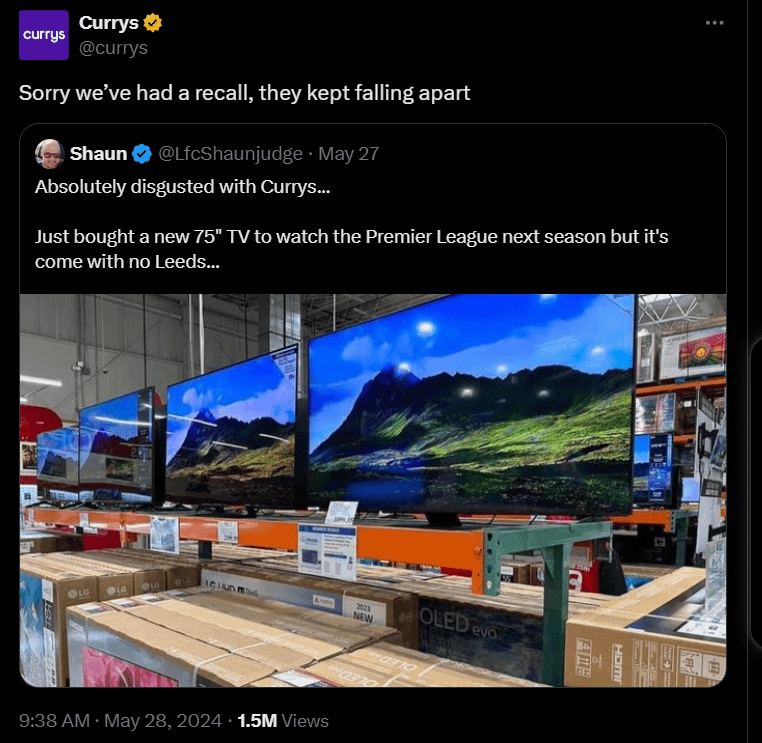 I think Leeds fans maybe boycotting Currys soon
