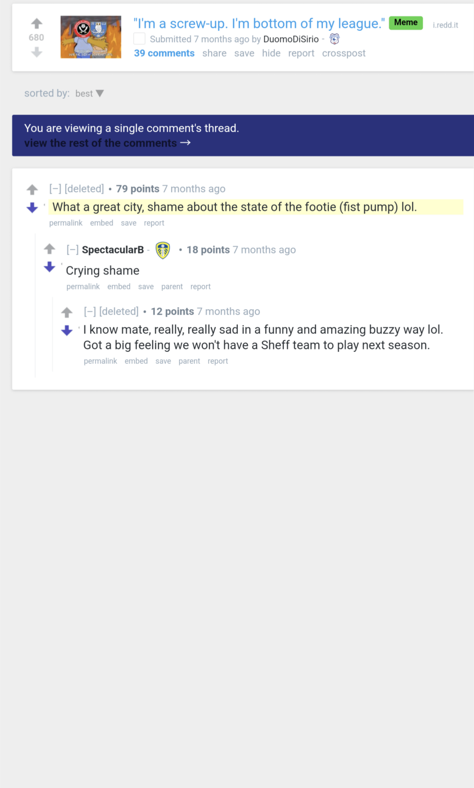 Nice city Leeds,shame about the state of the footie (fist pump)