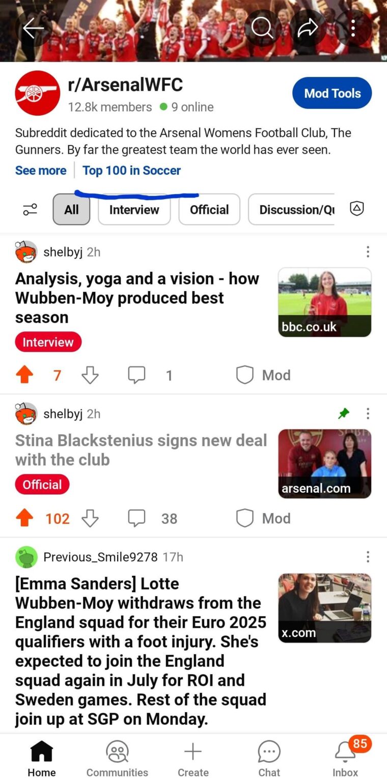 We are top 100 in Soccer subreddits.