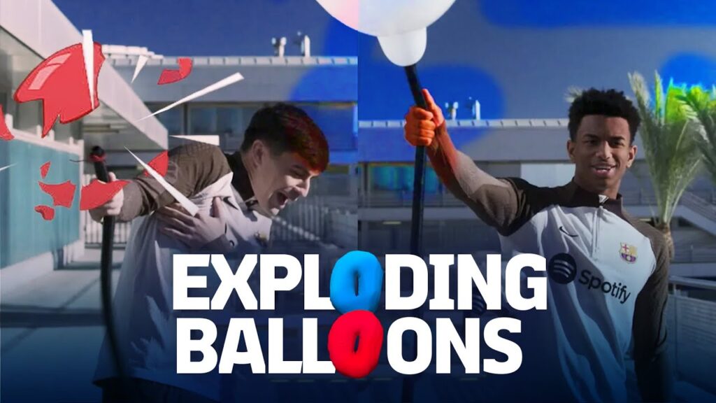 🎈💥💥🎈 BOOM! EXPLODING BALLOONS CHALLENGE WITH PEDRI & BALDE | FC Barcelona 🔵🔴