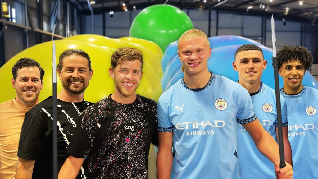 Giant Balloon Pop Racing Vs Haaland, Foden & Lewis from Man City!