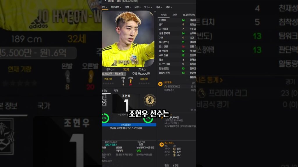 조현우선수가 첼시 주전 골키퍼라면?