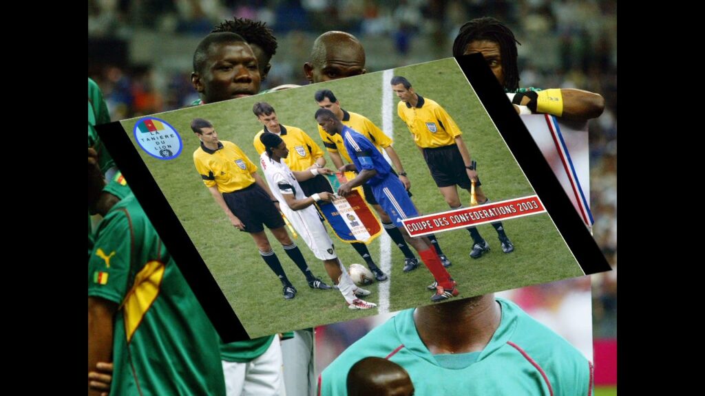 Echange de fanions entre les capitaines - Rigobert Song Bahanag et Marcel Desailly (France)